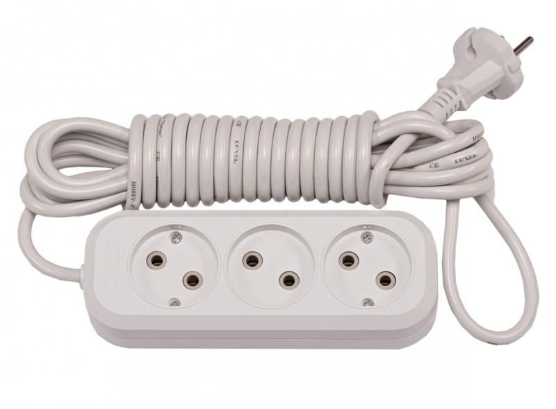 Подовжувач на 3 гнізда Luxel без заземлення 5 м (7125)