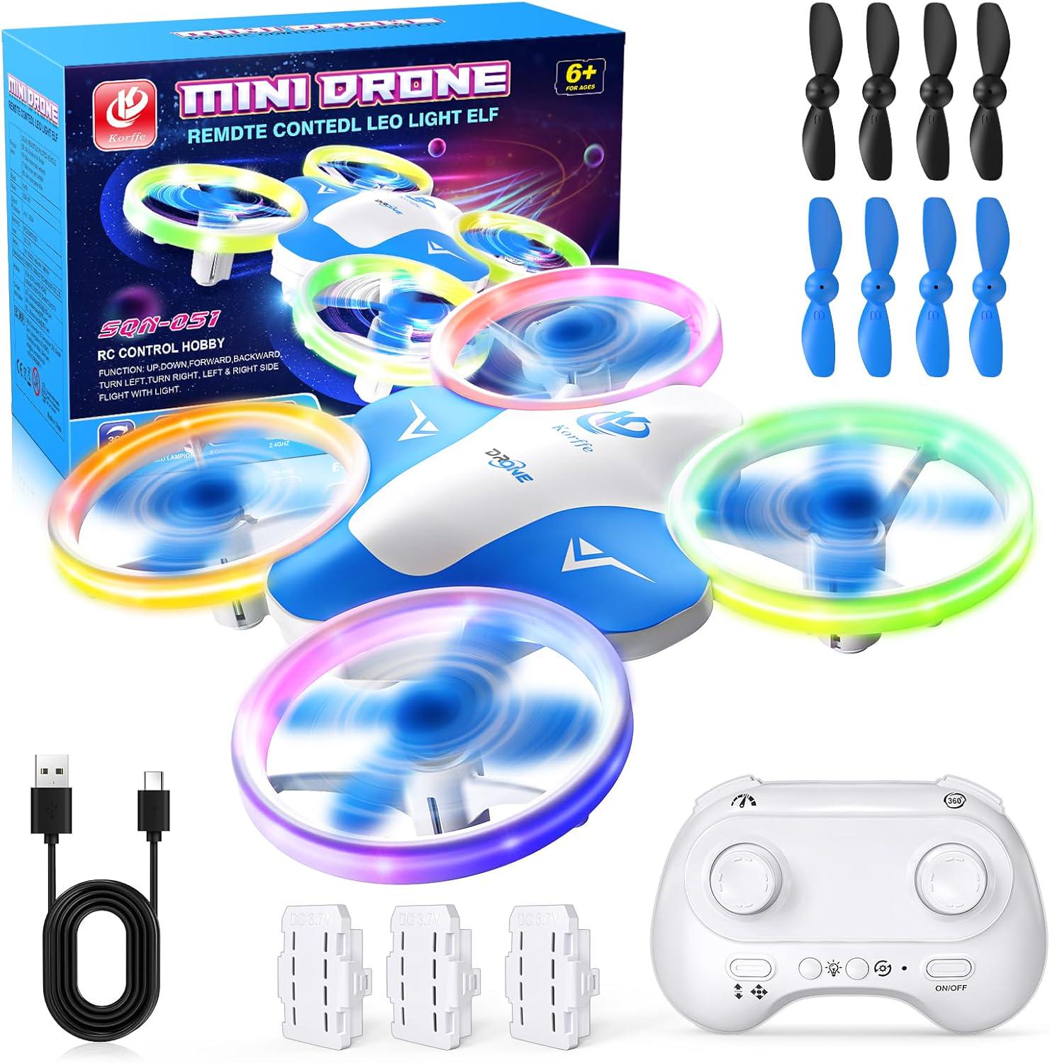 Квадрокоптер Korffe Mini Drone для детей и начинающих с LED-подсветкой