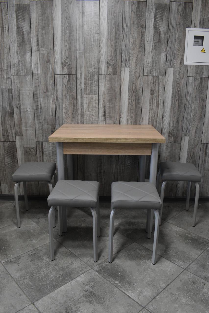 Кухонний комплект Оскар стіл розкладний/табурети 4 шт. Tutti Lux 60х80/80х120х75 см Дуб Сонома/Сірий (28374797)