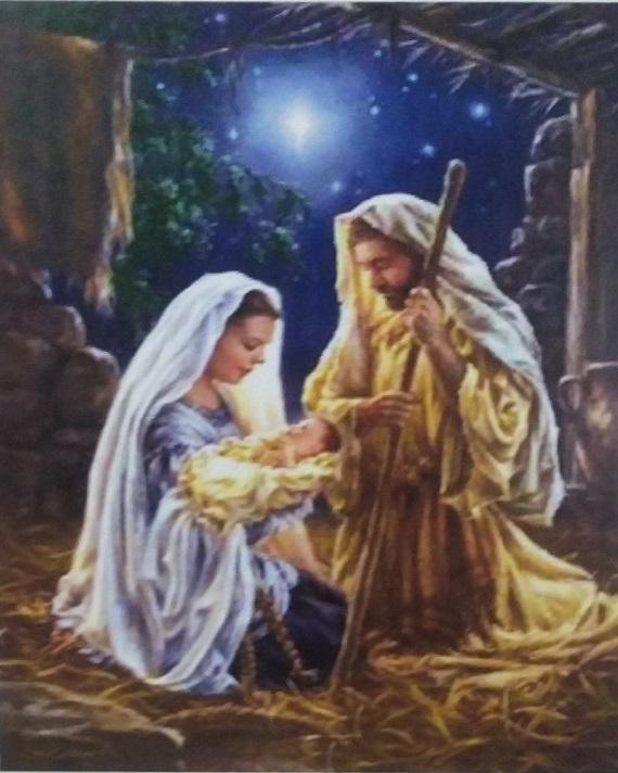 Алмазная мозаика Христос родился 30х40 см Икона со стразами на подрамнике