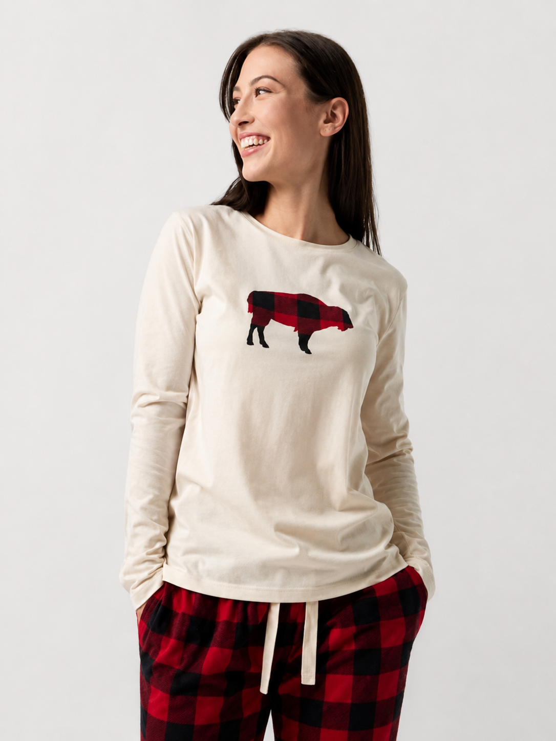Піжама бавовна сорочка/штани Columbia Women Set Red-Buf L Білий (66369)