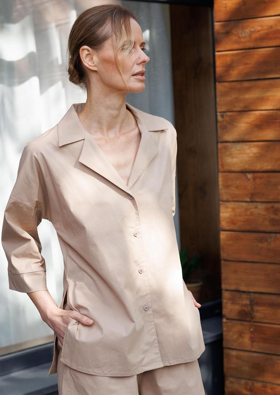 Костюм женский Leinle блузка на пуговицах/брюки XL Бежевый (1521/69022+1528/69022)