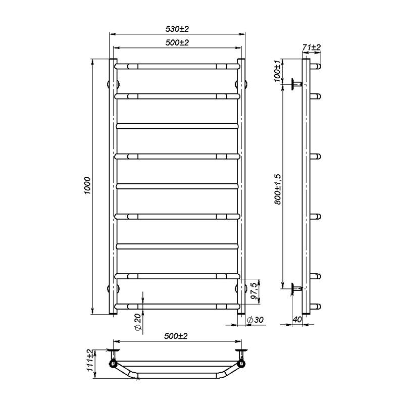 Полотенцесушитель Onlyheat Ignis 500/1000/9 (67998) - фото 3 Полотенцесушитель Onlyheat Ignis 500/1000/9 (67998) - фото 3