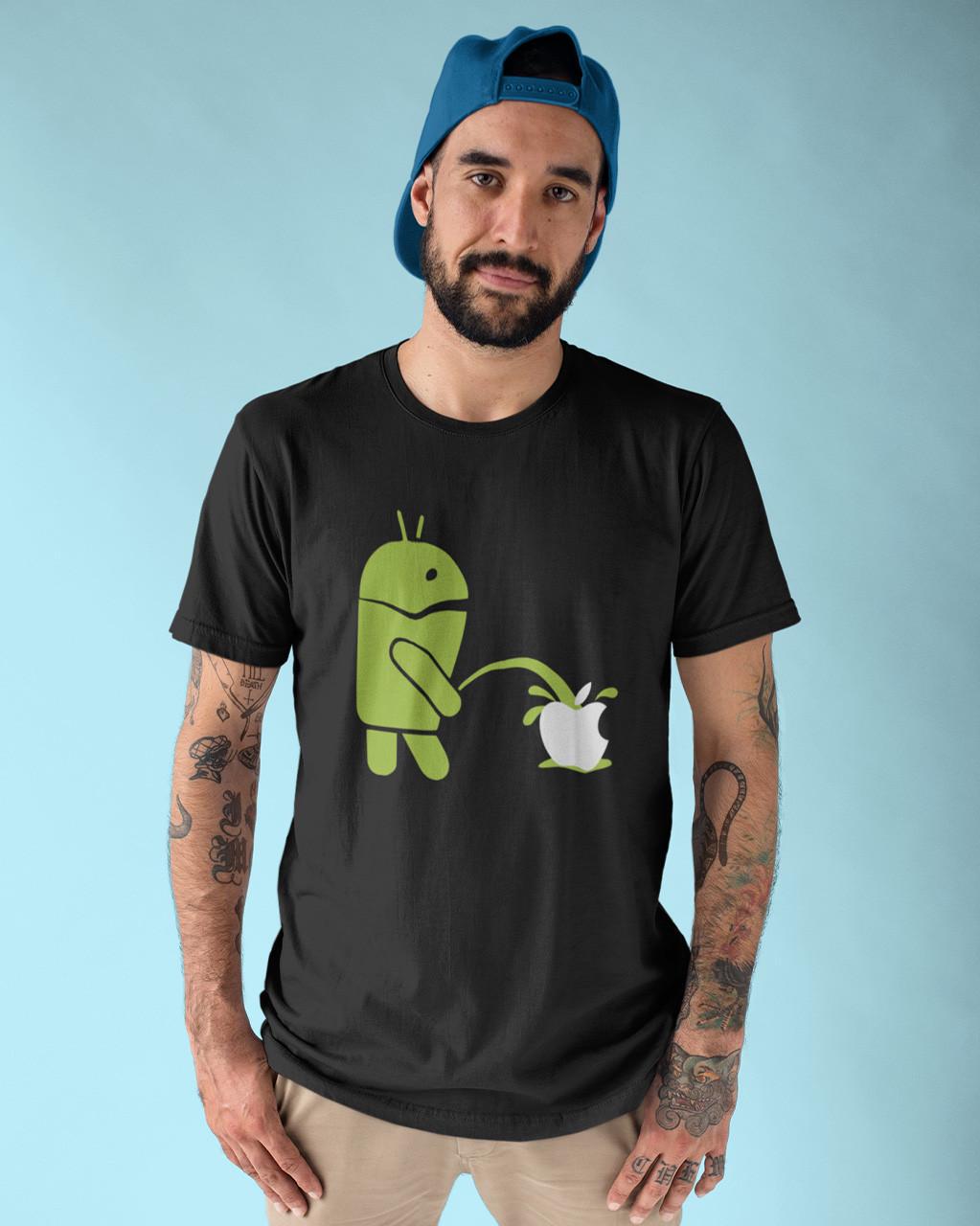 Футболка мужская с принтом Android L Черный