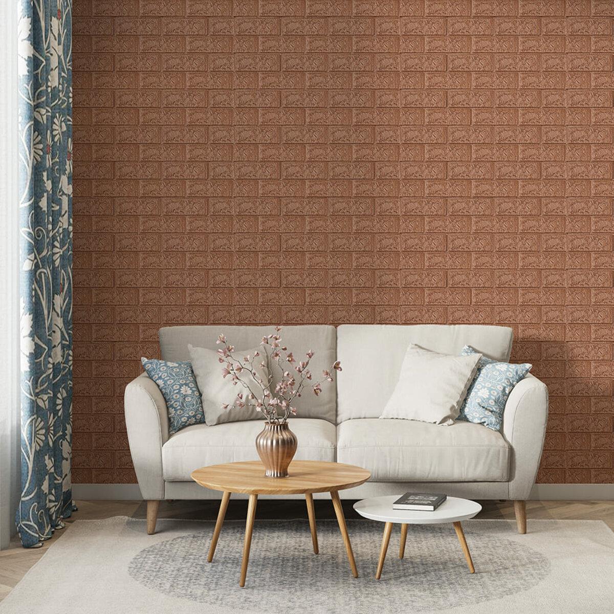 3D-панель самоклеюча під цеглу 77x70 см x 3 мм Коричневий - фото 6