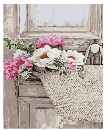 Картина за номерами Strateg Квіти із собою 40х50 см в термопакеті (SY6074)