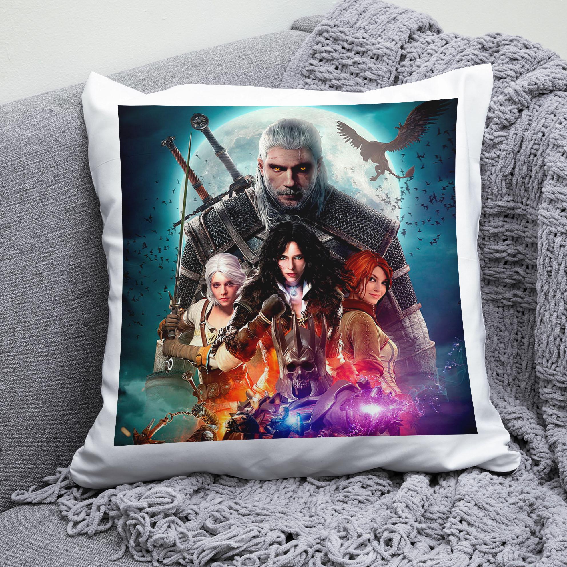 Плюшева подушка квадрат з принтом гри The Witcher