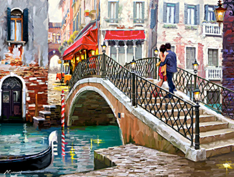 Картина по номерам Strateg Города Пара на мосту в Венеции в термопакете 40х50 см (VA-1596-mt)