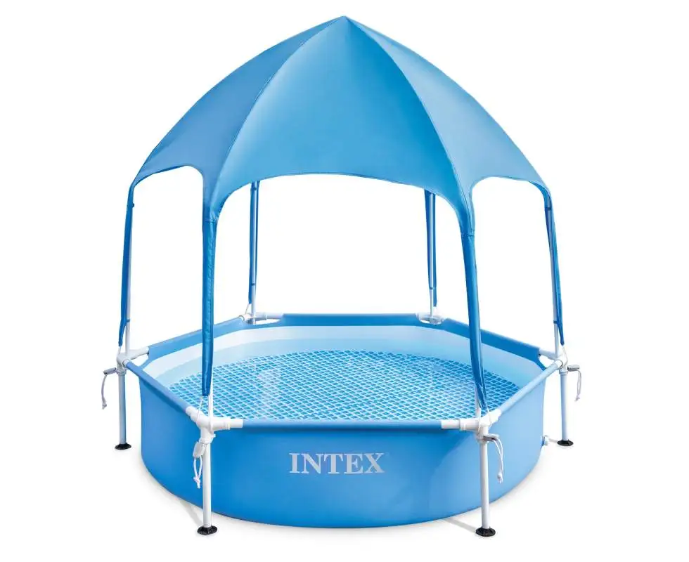 Бассейн каркасный детский Intex 28209 с навесом/душем 183х38 см Голубой (147-9-28209)