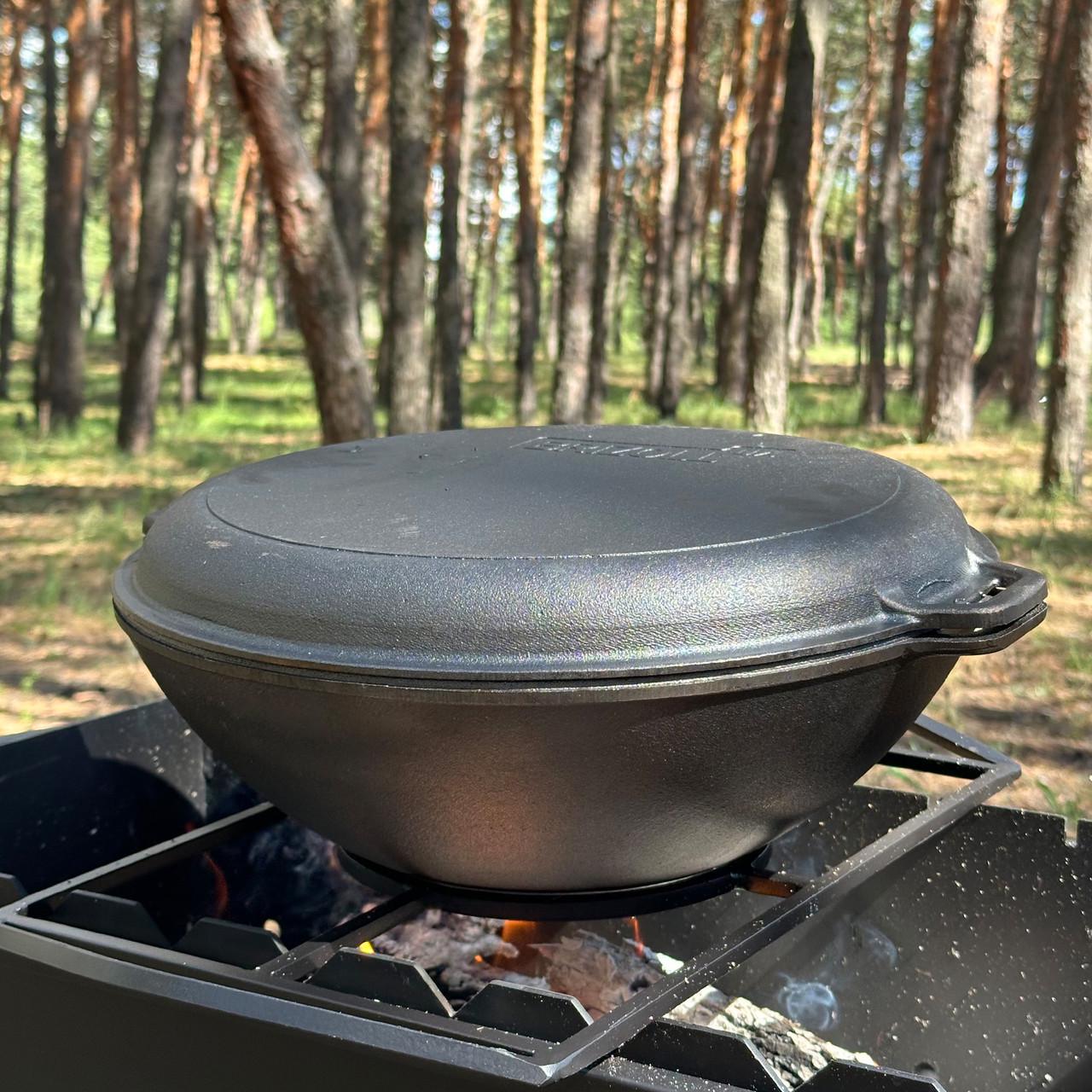 Сковорода WOK-08КС чугунная с крышкой-сковородкой гриль 8л 42х36х18 см (W36-3) - фото 6 Сковорода WOK-08КС чугунная с крышкой-сковородкой гриль 8л 42х36х18 см (W36-3) - фото 6