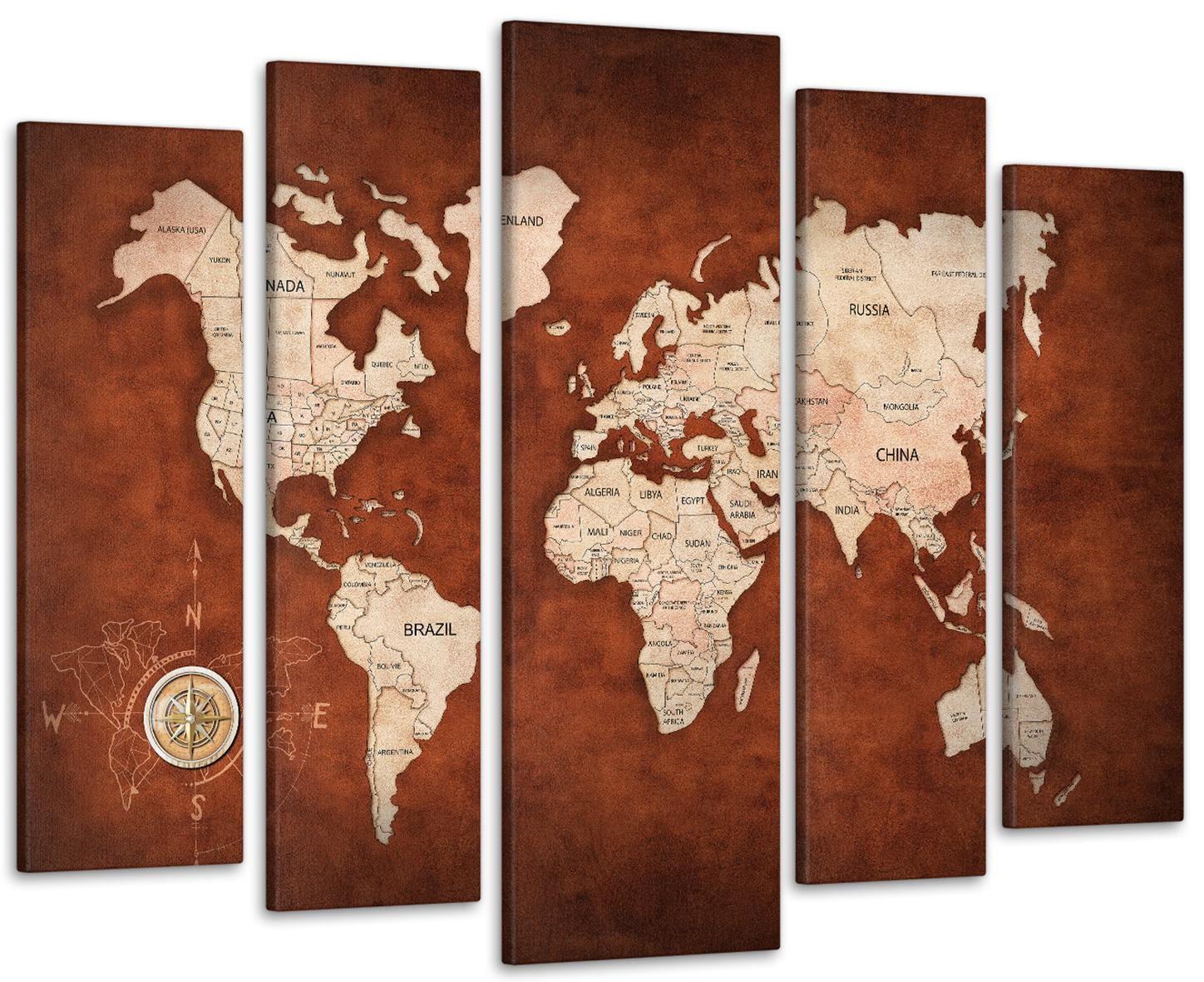 Картина модульна Карта світу 115х170 см (Art-469_5)