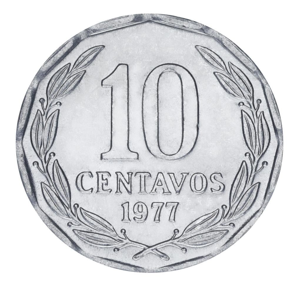 Коллекционная монета Чили 10 сентаво 1977 года UNC Птица Гриф (М20606)