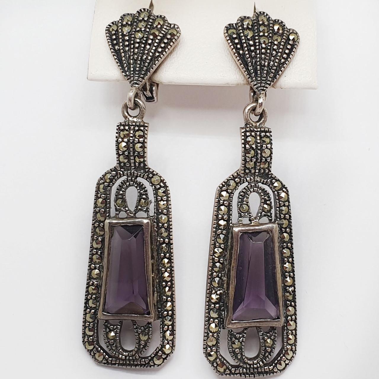 Серьги серебряные с аметистом 9,84 г (1421043907)