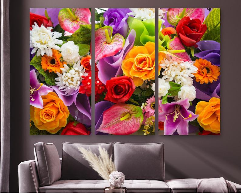 Модульная картина KIL Art Яркий букет на холсте из трех частей 156x100 см (M3_XL_615)