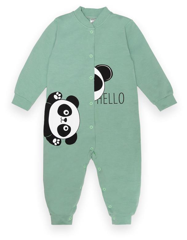 Комбінезон дитячий бавовняний для хлопчика Gabbi КВ-22-2-33 Панда 80 см Зелений (13316)