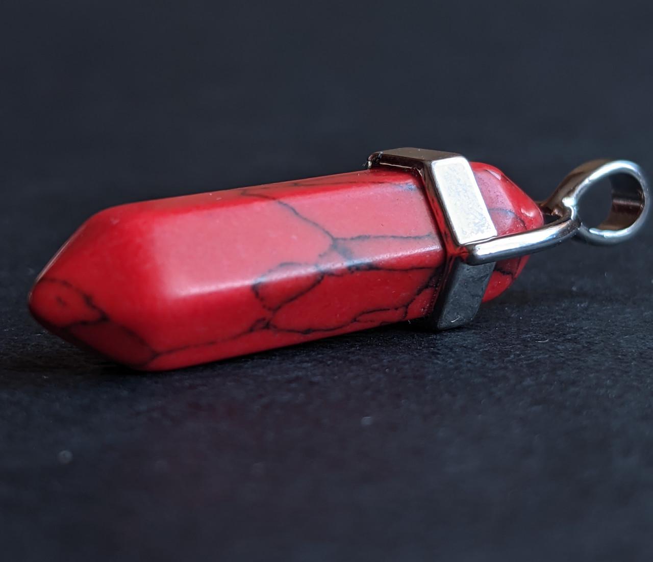 Кулон шестигранник с натуральным камнем  Коралл   4 см (1376895531)