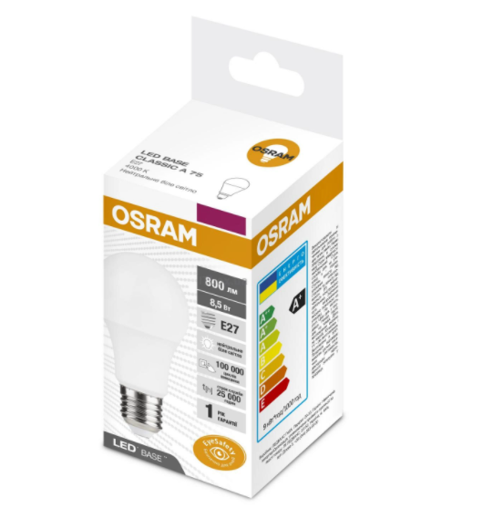 Лампа світлодіодна Osram 8,5W 230V 800lm 4000К E27 (4058075628564)