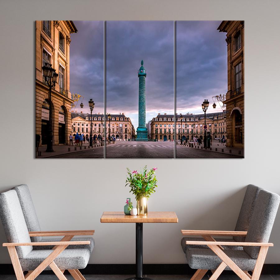 Картина город Знаменитая Вандомская площадь Парижа 78x48 см (A729-3)