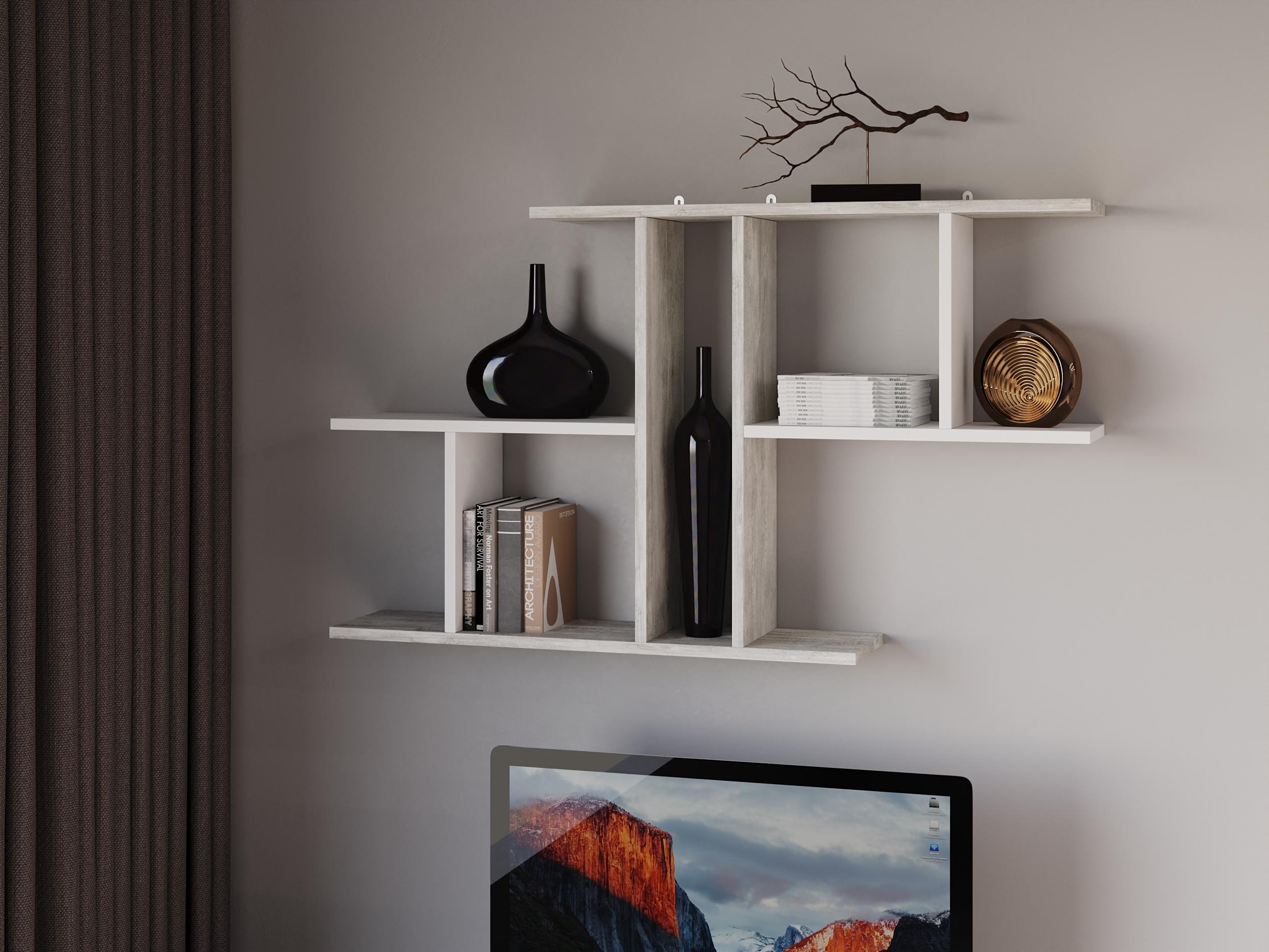 Полка навесная Moreli FТ-8 1048х600х180 мм Бетон/Белый (ft-8-bet-wh)