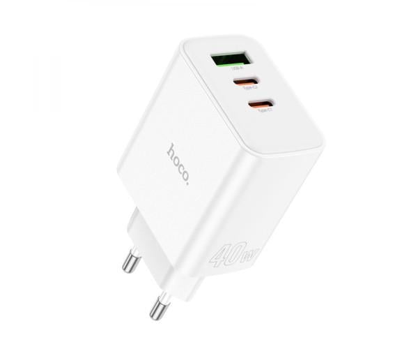 Устройство сетевое зарядное Hoco C126A Pure PD40W QC3.0 3A 2Type-C/1Type-A White