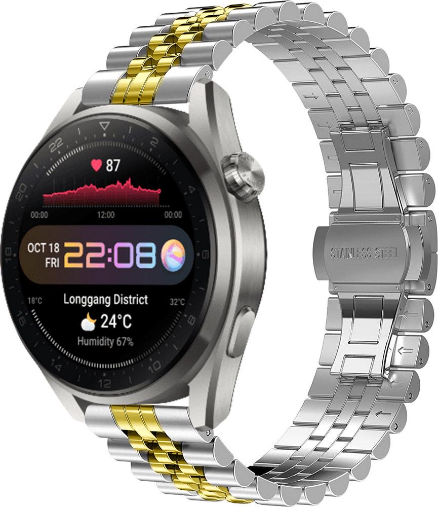 Браслет металлический Stech Line для Huawei Watch 3 Pro Silver Gold (29146-67)