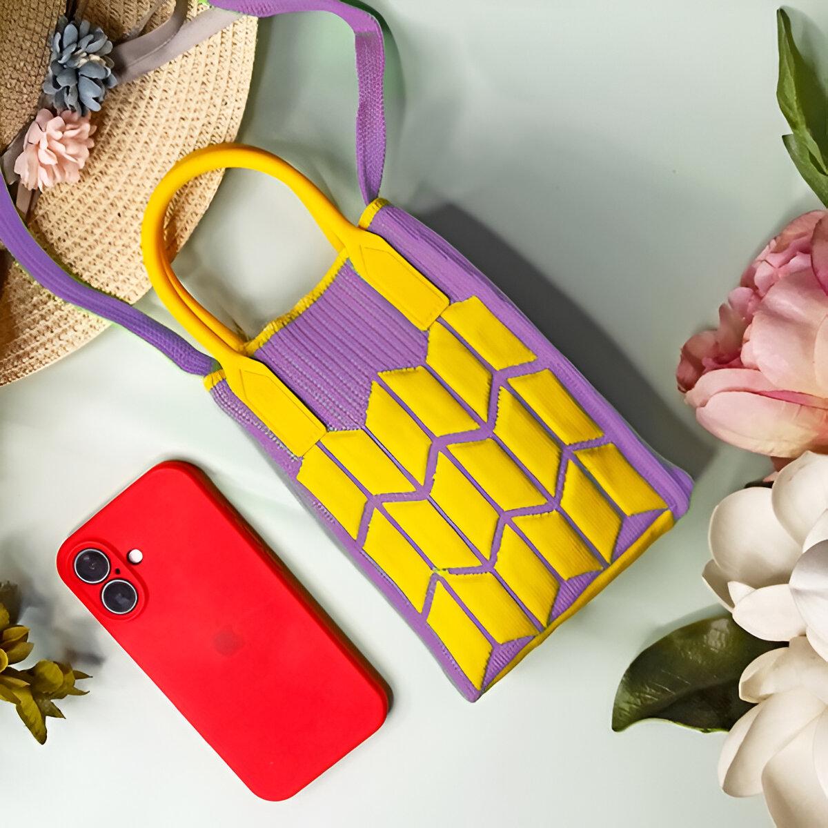 Міні-сумка в'язана Жовто-фіолетовий (25-551) - фото 2 Міні-сумка в'язана Жовто-фіолетовий (25-551) - фото 2