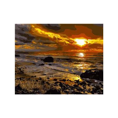 Набор для росписи по номерам Strateg Закат солнца у моря 40х50 см (VA-0309-mt)