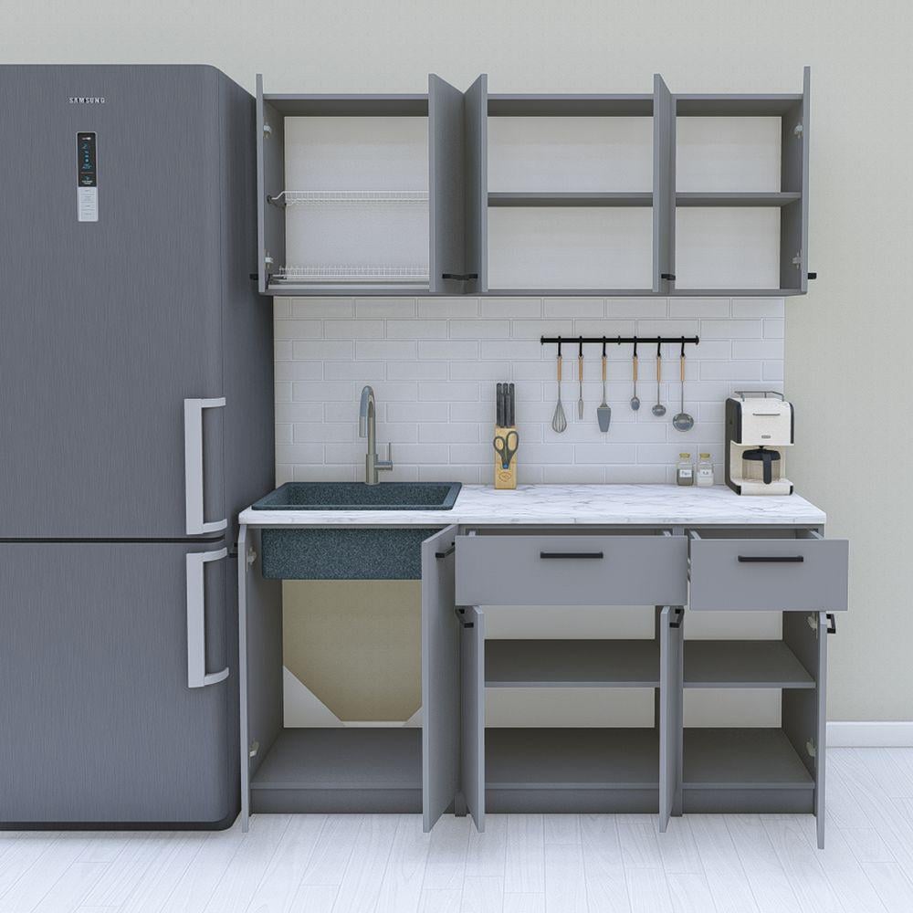 Кухня модульна готова пряма 1,6 м 160 см Антрацит (МП42а) - фото 2 Кухня модульна готова пряма 1,6 м 160 см Антрацит (МП42а) - фото 2