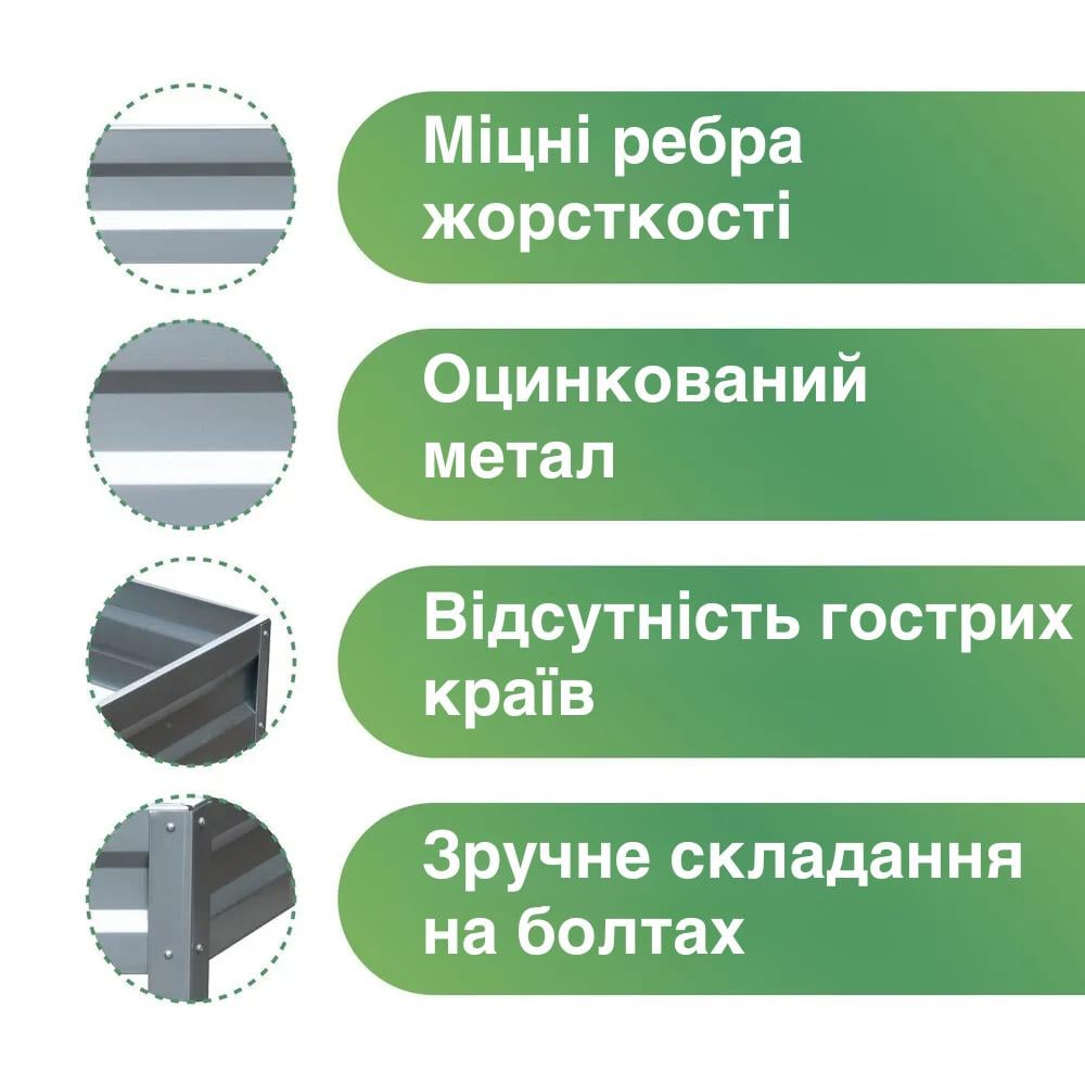 Грядка оцинкованная SIMBUD 3х1х0,2 м RAL 7024 Графитовый (436878) - фото 3
