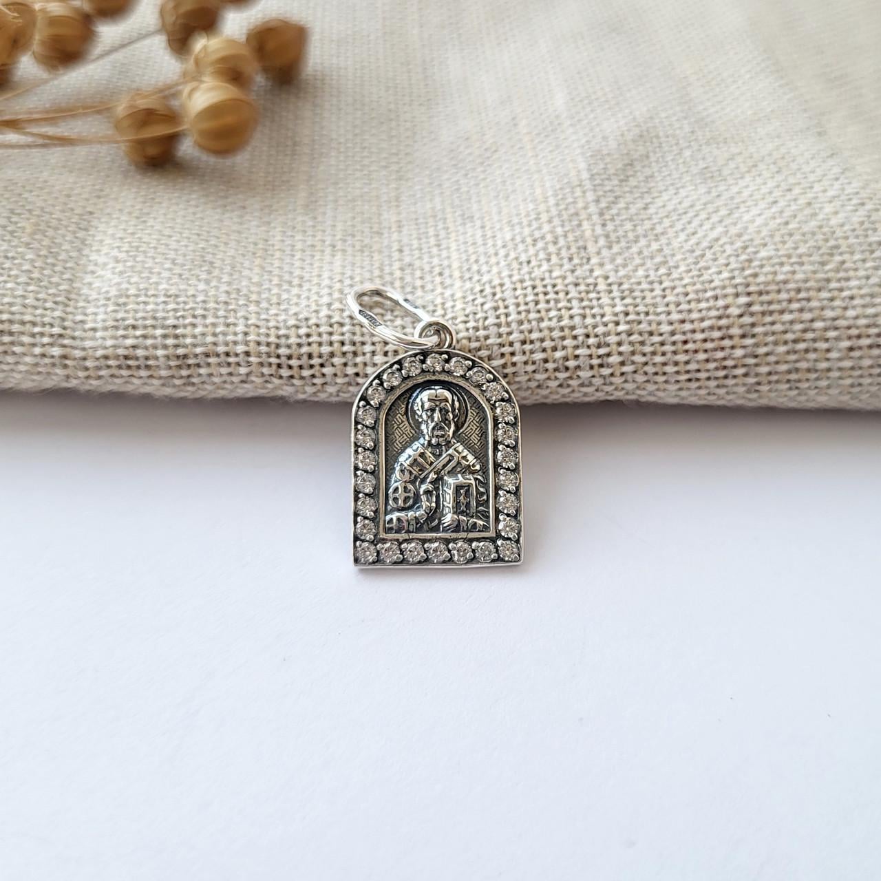 Икона ладанка Св. Николай Чудотворец серебро 925 пробы черненое 1,90 г (3313ч)