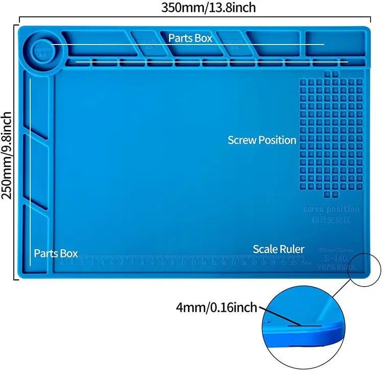 Килимок силіконовий термостійкий S-140 для розбирання і паяння з магнітом і комірками 350х250 мм (ART-13972) - фото 5