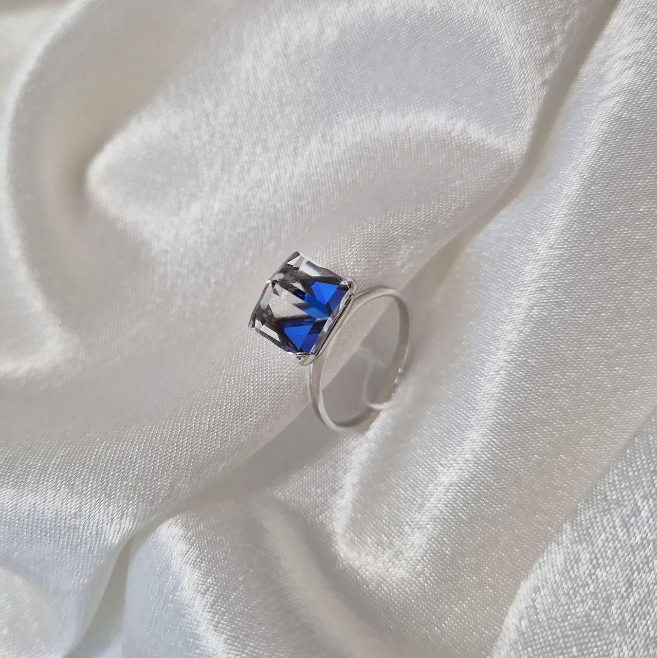 Каблучка Ілюзія Кубик вставка Сваровськи срібло 925 проби родоване 2,59 г р. 16,5 (10004р)