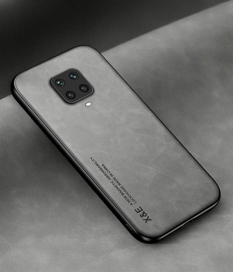Кожаный чехол XnE Xiaomi Redmi Note 9S с металлической вставкой Grey (34286-33)