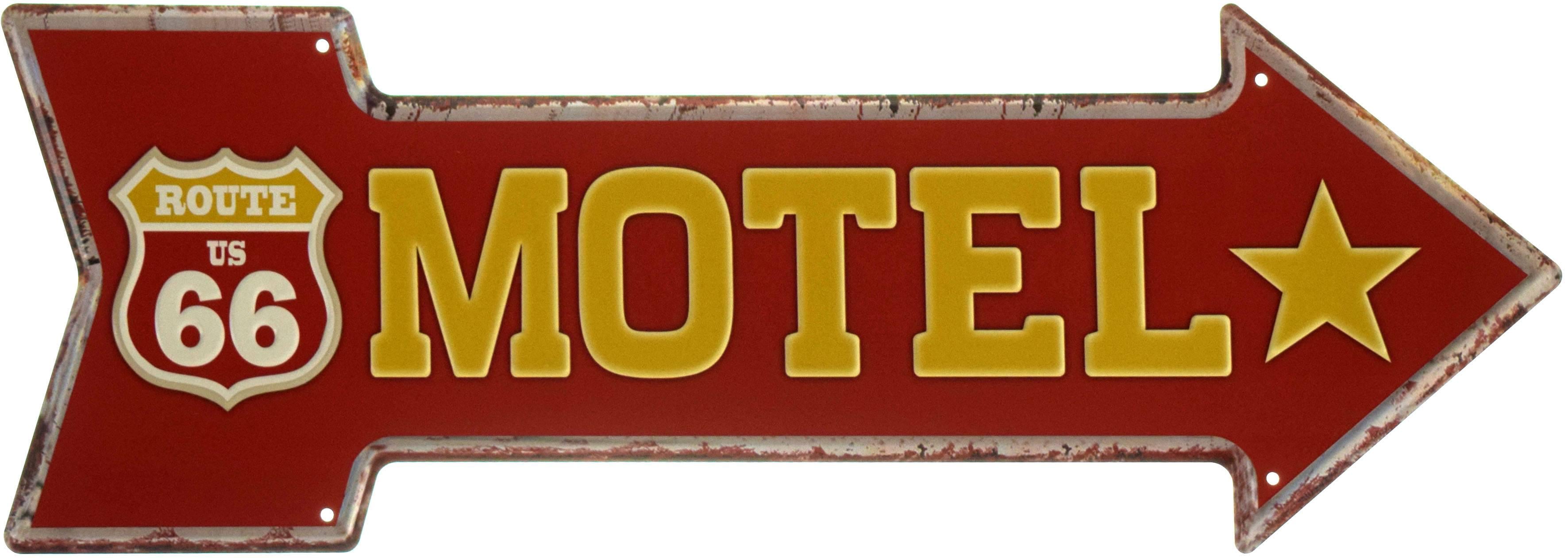Табличка металлическая Motel Route 66 16x45 см