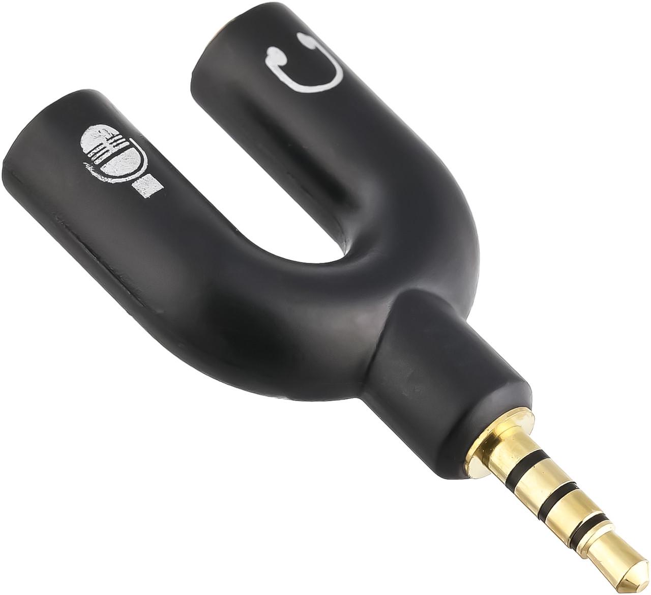 Разветвитель для наушников и микрофона Addap AJA-03 3,5 мм Jack 3-pin на 4-pin Черный (2691616987)