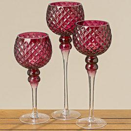 Набор 3-х подсвечников в форме бокала стекло цвета марсал h30-40см Гранд Презент 7418800 - фото 2