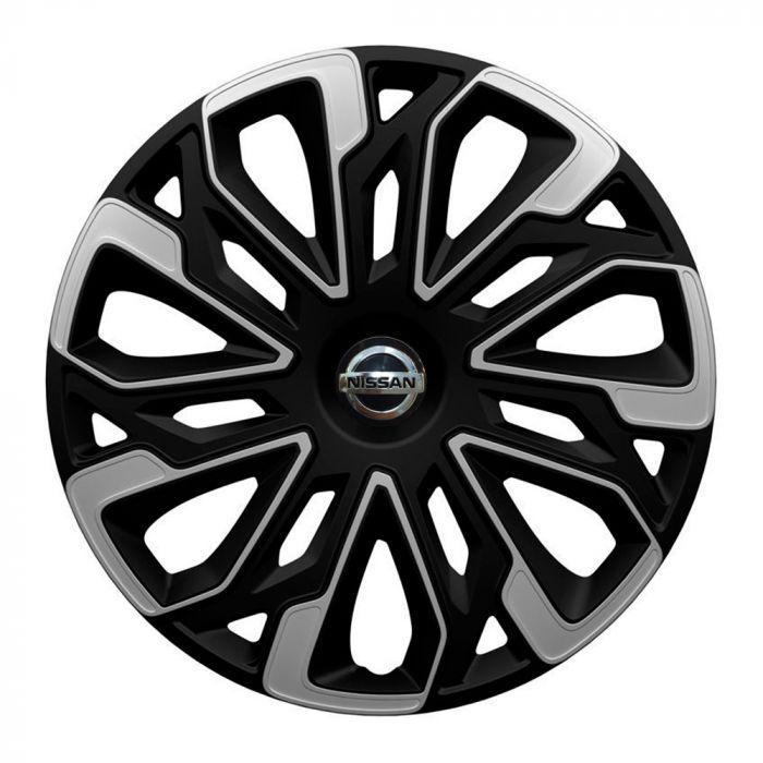 Ковпаки для коліс 4 Racing Estoril Silver/Black R16 з логотипом Nissan 4 шт.