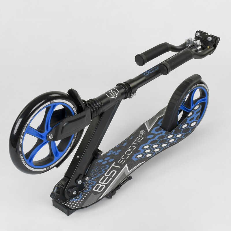 Самокат дитячий Best Scooter з PU колесами затискачем керма та 1 амортизатором Black/Blue (88915) - фото 8