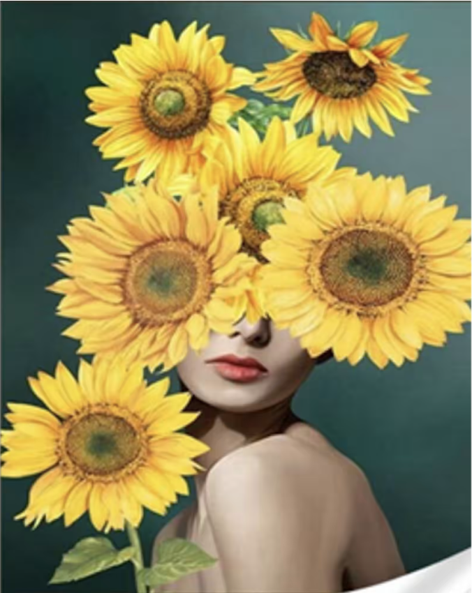 Алмазная мозаика Strateg Подсолнухи на голове 30х40 см (HEG86050 )