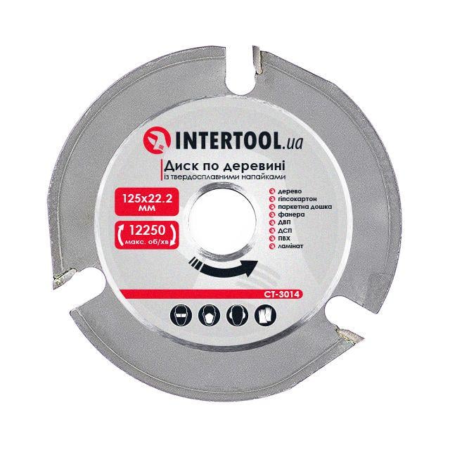 Диск пильный Intertool CT-3014 по дереву с твердосплавными напайками на угловую шлифмашину 125х22,2 мм 3Т (20578768)