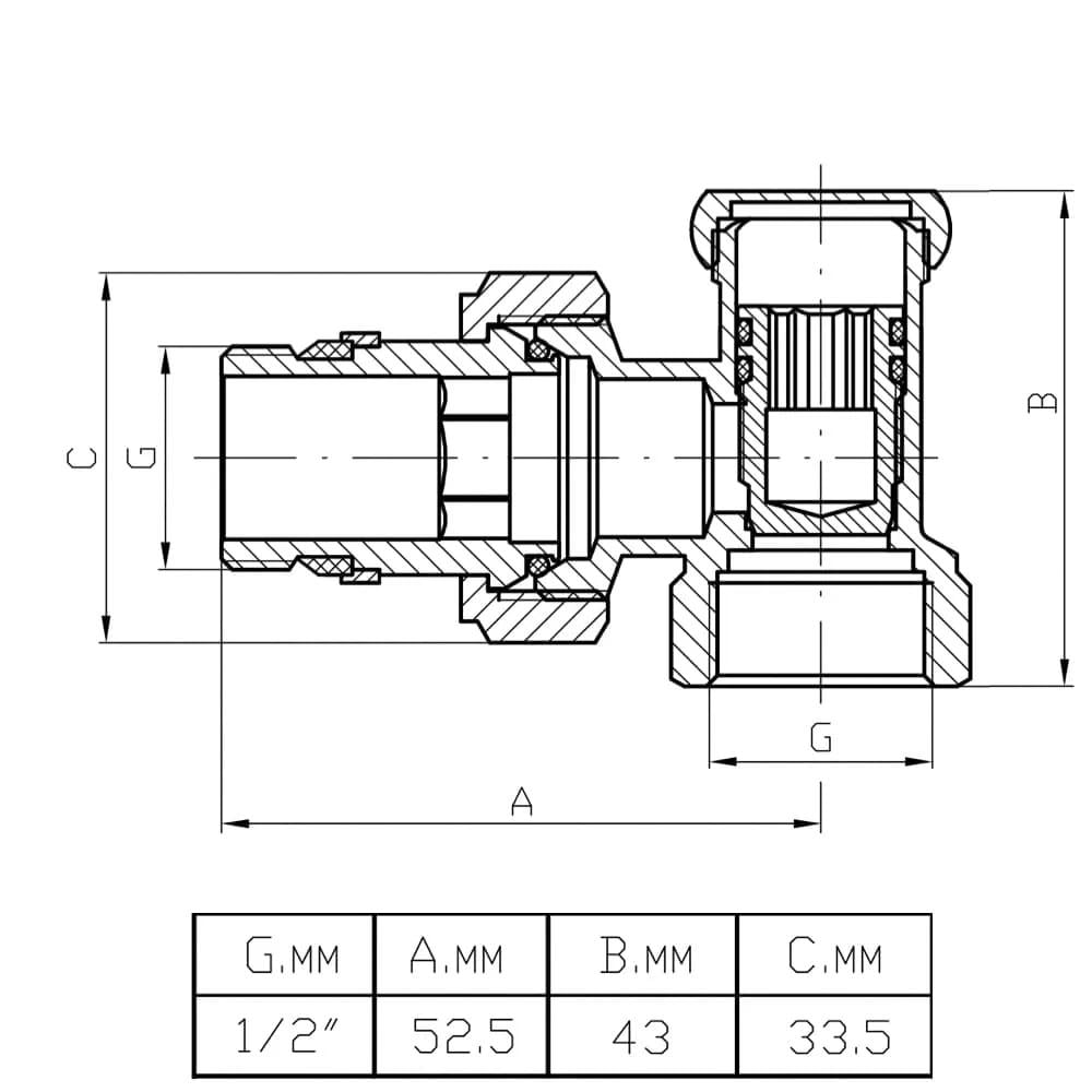 Кран балансувальний радіаторний кутовий ITAL IH131114 1/2" з американкою - фото 4