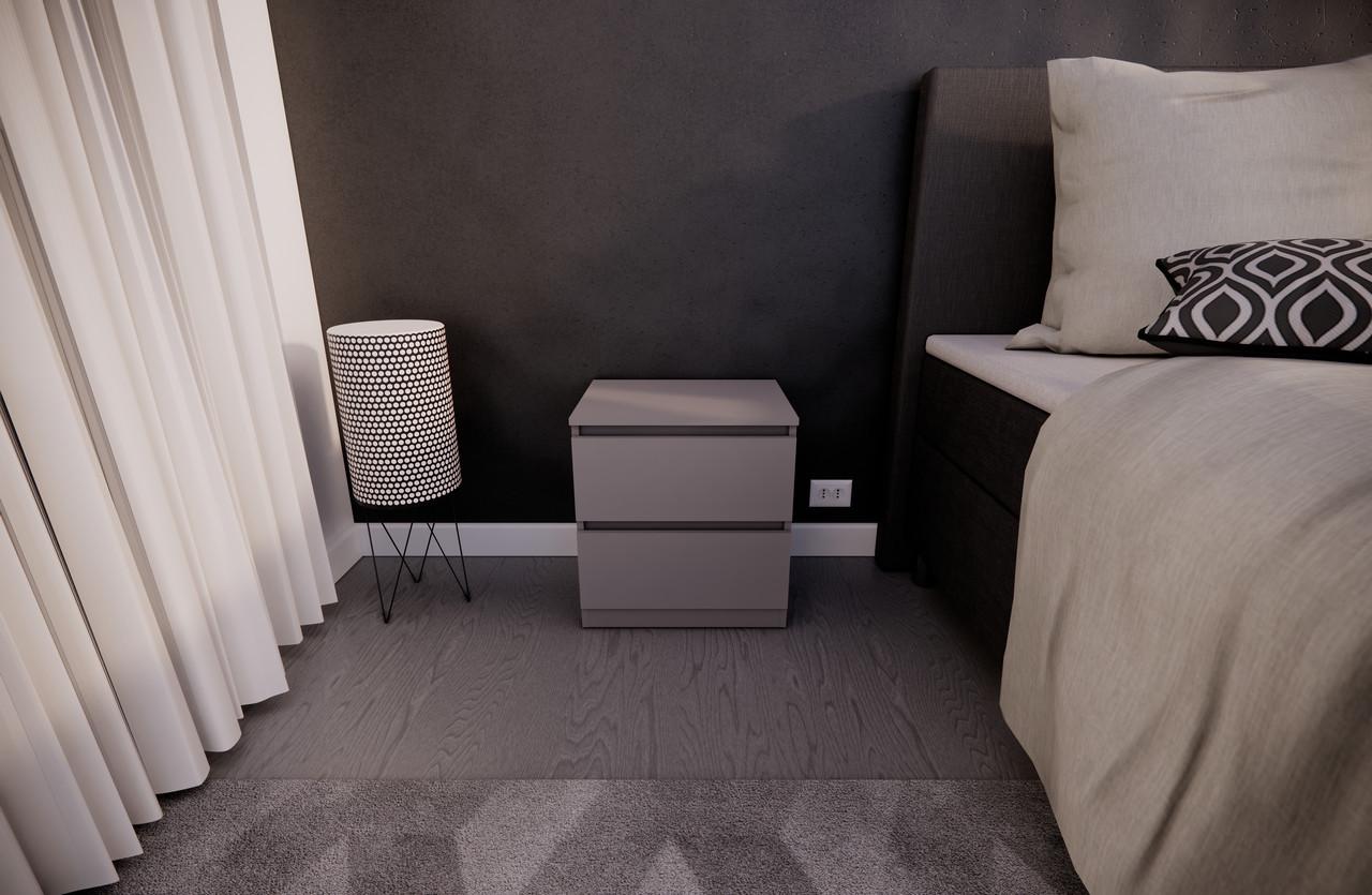 Тумба приліжкова MEBEX на 2 шухляди 50х40х54,4 см Сірий світлий (VS2B500LG) - фото 1 Тумба приліжкова MEBEX на 2 шухляди 50х40х54,4 см Сірий світлий (VS2B500LG) - фото 1