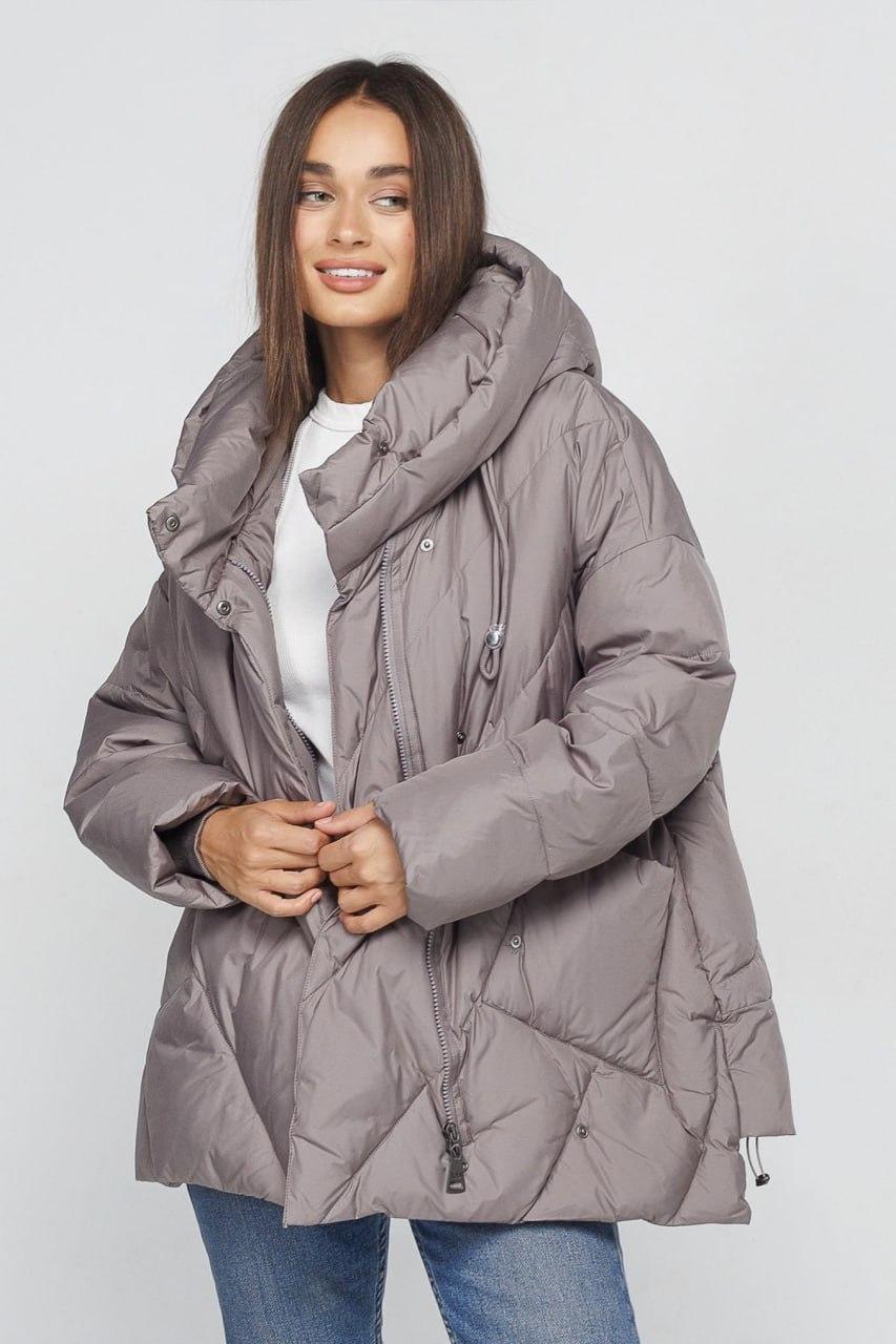 Куртка жіноча зимова асиметрична р. 48 Сірий (798b/48)