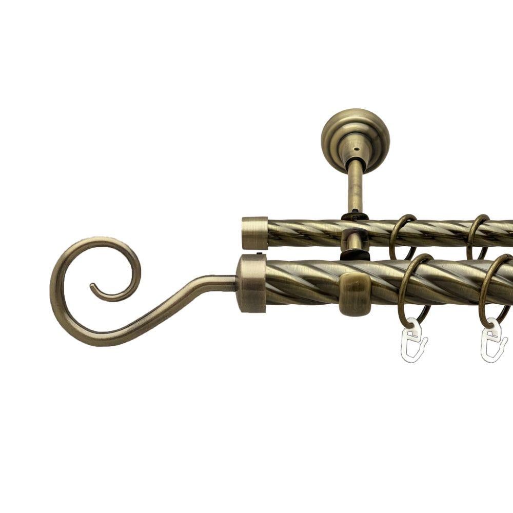 Карниз Orvit Гак металевий дворядний відкритий скручена труба кільце металеве 25/16 мм 200 см Антик (00-00018058)