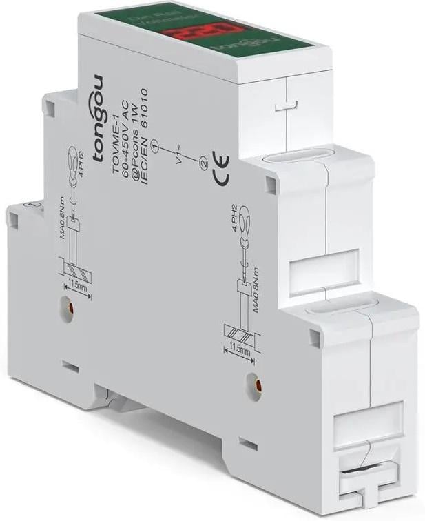 Вольтметр цифрофий Tongou TOVME-1R на DIN-рейку однофазний 60-450V AC50/60 Hz (24158648) - фото 2 Вольтметр цифрофий Tongou TOVME-1R на DIN-рейку однофазний 60-450V AC50/60 Hz (24158648) - фото 2