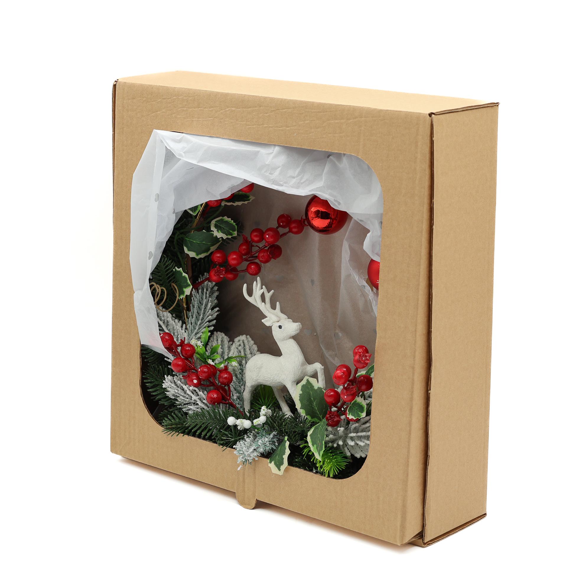 Венок GALA DECOR из заснеженных веток/ягод и оленя с лед подсветкой 30 см - фото 3 Венок GALA DECOR из заснеженных веток/ягод и оленя с лед подсветкой 30 см - фото 3