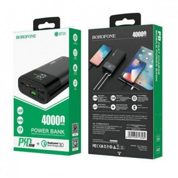 Портативний зарядний пристрій Borofone DBT01 PD 40000 mAh Чорний (ULT-6036914) - фото 9