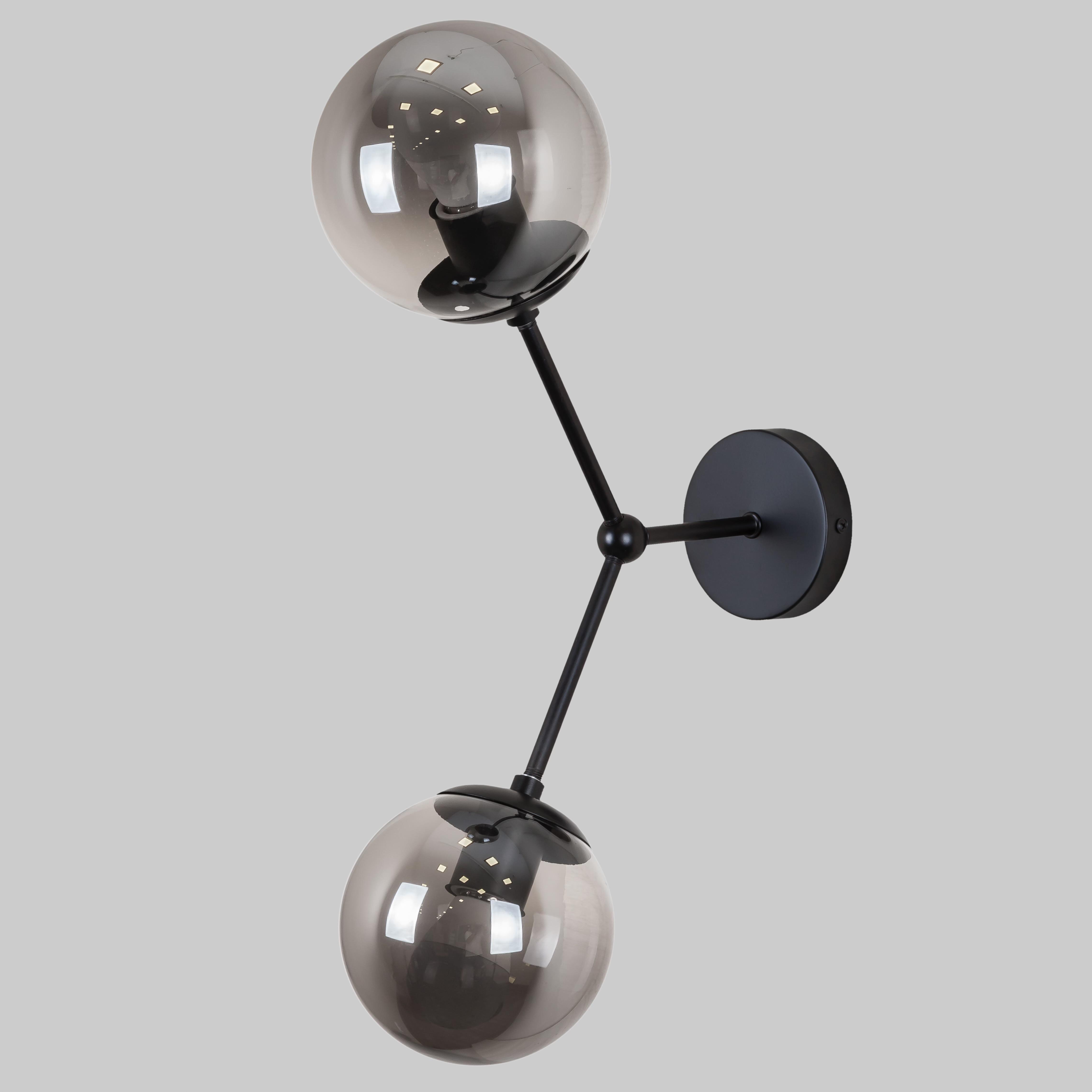 Настенный светильник с двумя плафонами 52-w9811-2 Black (52-w9811-2 BK+BK)