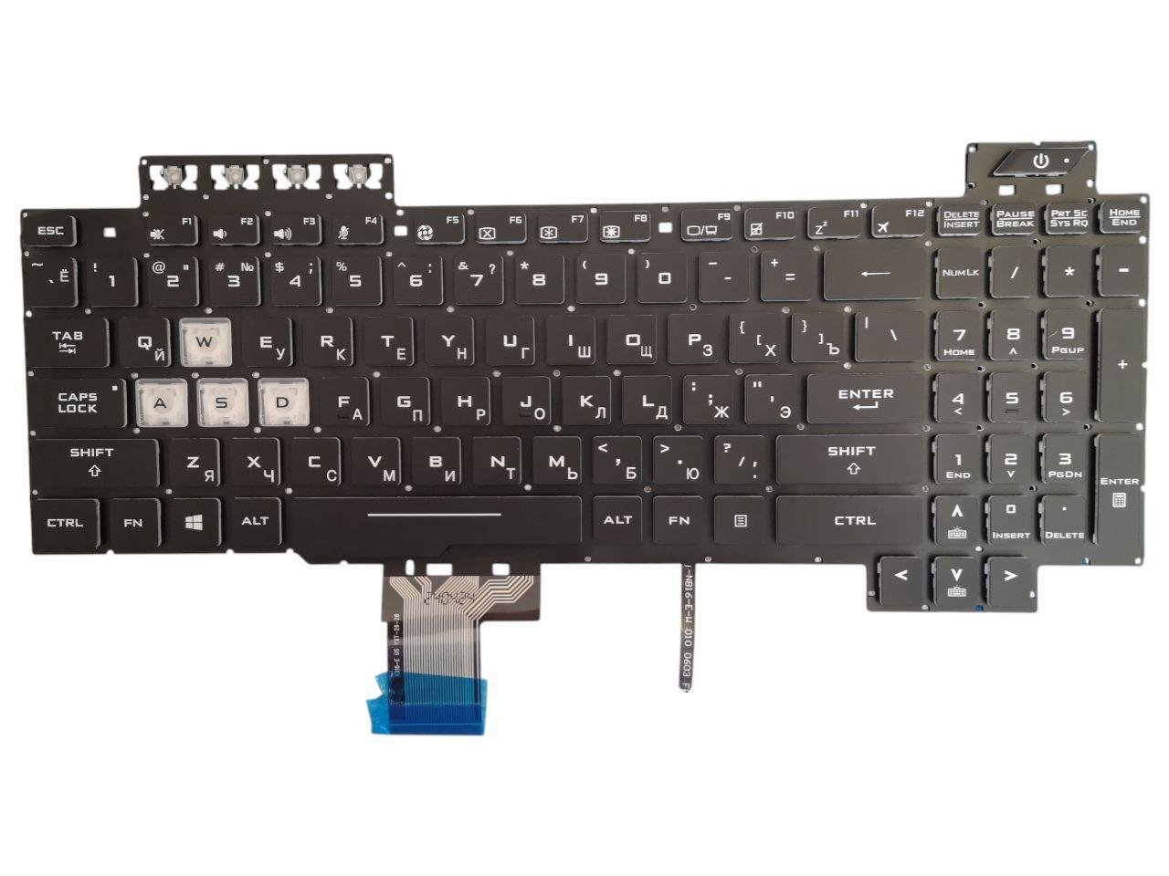 Клавиатура для Asus TUF Gaming FX504/FX505/FX505D/FX705A/FX80G EU/UA с подсветкой White/Black (000012695)
