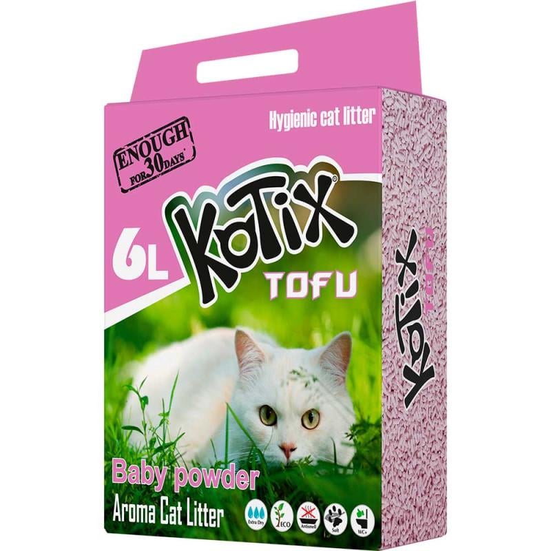 Наполнитель для кошачьего туалета Kotix TOFU Baby Powder с ароматом детской присыпки 6 л (3091938385)